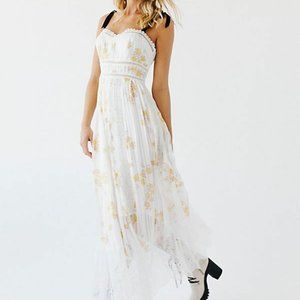 Free People NWT Size 0 Seven Wonders Maxi Dress Ivory NEW